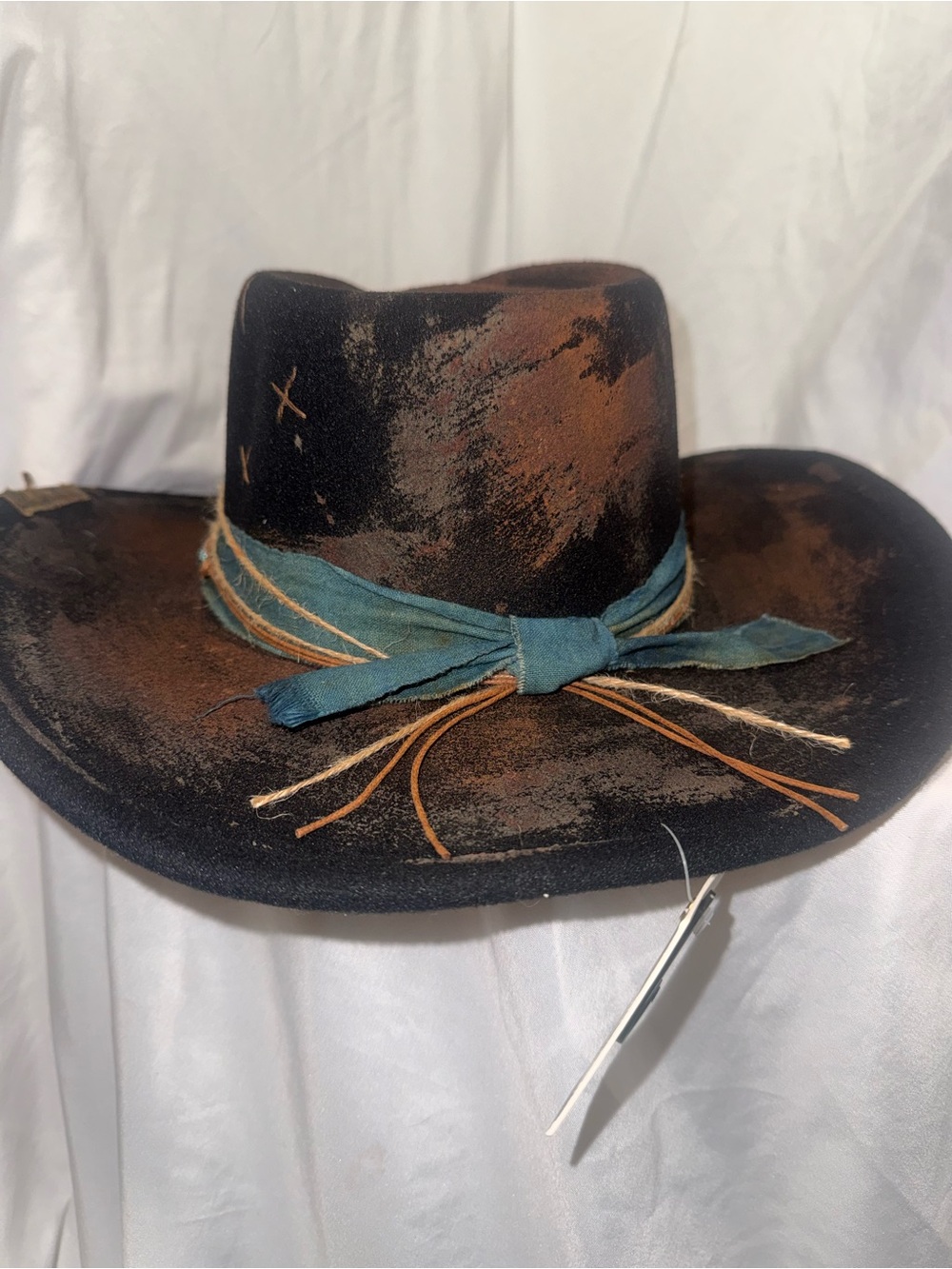 Western Rustic Fedora Hat - Black and Brown - Picture 6 of 8